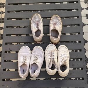 3 pairs of White Kids Sneakers (size 13 and 1)